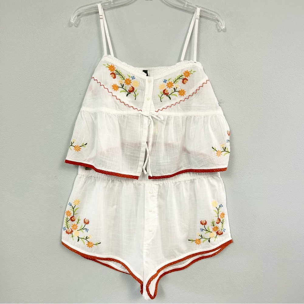 BY ANTHRO 🧵 Anthropologie Embroidered Sleep Set Shorts & Tank - Size L